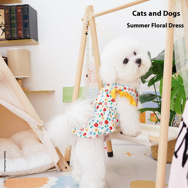 HKM-6786365 Anti-Lint Cotton Pet Skirt for Dogs in Yellow and Orange, Sizes S to 2XL