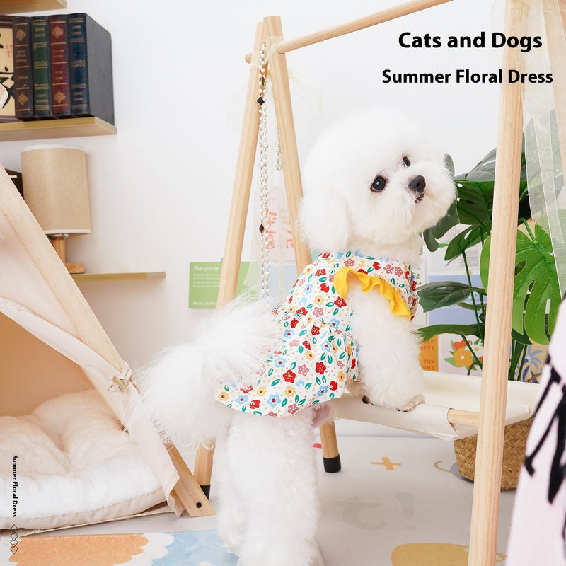 HKM-6786365 Anti-Lint Cotton Pet Skirt for Dogs in Yellow and Orange, Sizes S to 2XL