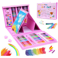 HKM-678675 208-Piece Kids Drawing Art Set with Wooden Drawing Board for Ages 2-7