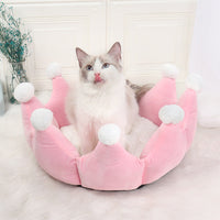 HKM-6788029 Removable Washable Crown Sleeping Nest for Pets - Soft Fluff Bed in Pink, Gray, Khaki