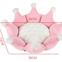 HKM-6788029 Removable Washable Crown Sleeping Nest for Pets - Soft Fluff Bed in Pink, Gray, Khaki