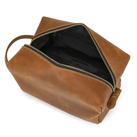 HKM-678931 Vintage Leather Multifunctional Travel Clutch and Toiletry Bag for Men and Women