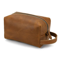 HKM-678931 Vintage Leather Multifunctional Travel Clutch and Toiletry Bag for Men and Women