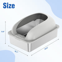 HKM-6789437 Large Stainless Steel Cat Litter Box with Lid, Non-Slip Base, Scoop and Mat Included