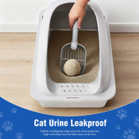HKM-6789437 Large Stainless Steel Cat Litter Box with Lid, Non-Slip Base, Scoop and Mat Included