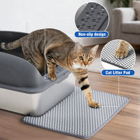 HKM-6789437 Large Stainless Steel Cat Litter Box with Lid, Non-Slip Base, Scoop and Mat Included