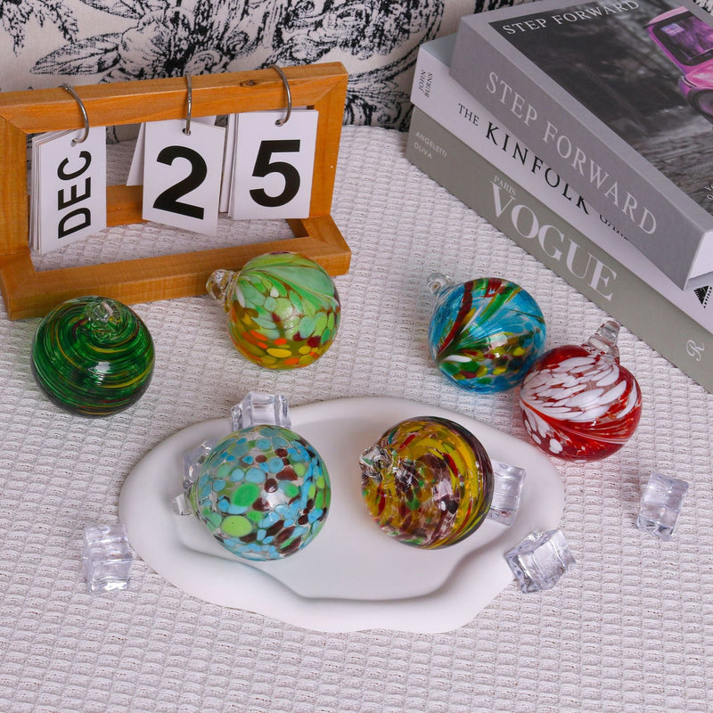 HKM-678995 Hand-blown Transparent Glass Ball Christmas Ornaments - Set of 6 or 12, 6cm Diameter