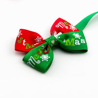 HKM-6791741 Pet Bow Tie Collar in Festive Red and Green for Dogs and Cats - Handcrafted for All Seasons