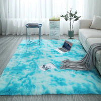 HKM-679251 Long Hair Tie-Dyed Gradient Carpet for Home and Yoga Use, Soft Polyester Fiber, Modern Square Design