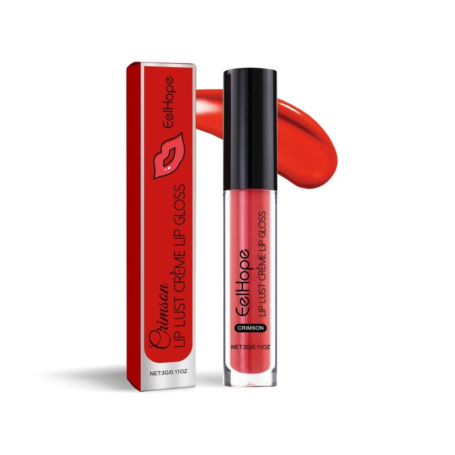 HKM-679251 Red Waterproof Lip Gloss with Glycerin, Sunflower Oil, and Vitamin E - 1.6 x 11.6 cm