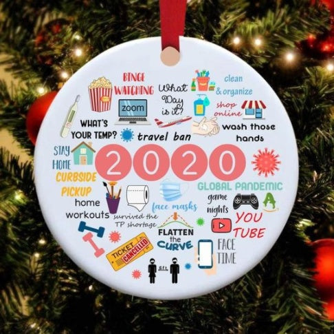 HKM-679315 Ceramic and Plexiglass Christmas Tree Pendant Accessory Set with Gift Box