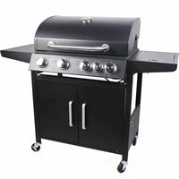 HKM-679379 Stainless Steel 6-Burner Gas Grill with Side Burner and Storage Cabinets
