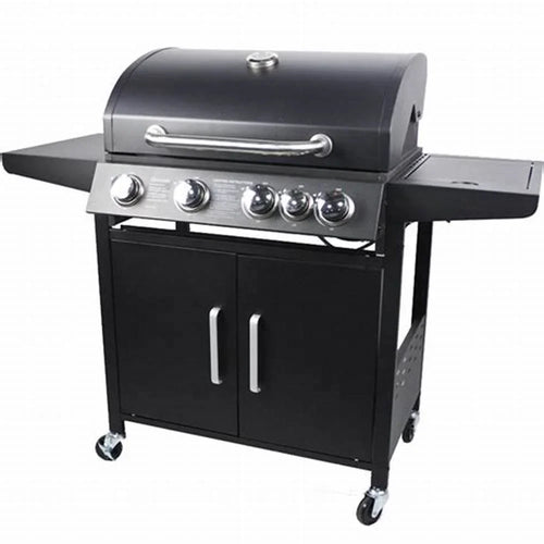 HKM-679379 Stainless Steel 6-Burner Gas Grill with Side Burner and Storage Cabinets