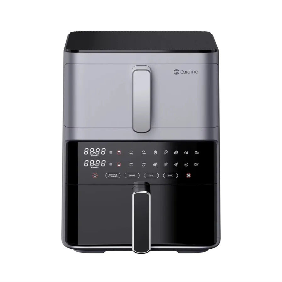 HKM-679443 Dual-core Digital Air Fryer with High Capacity - Oil-Free Cooking Appliance in Silver Finish