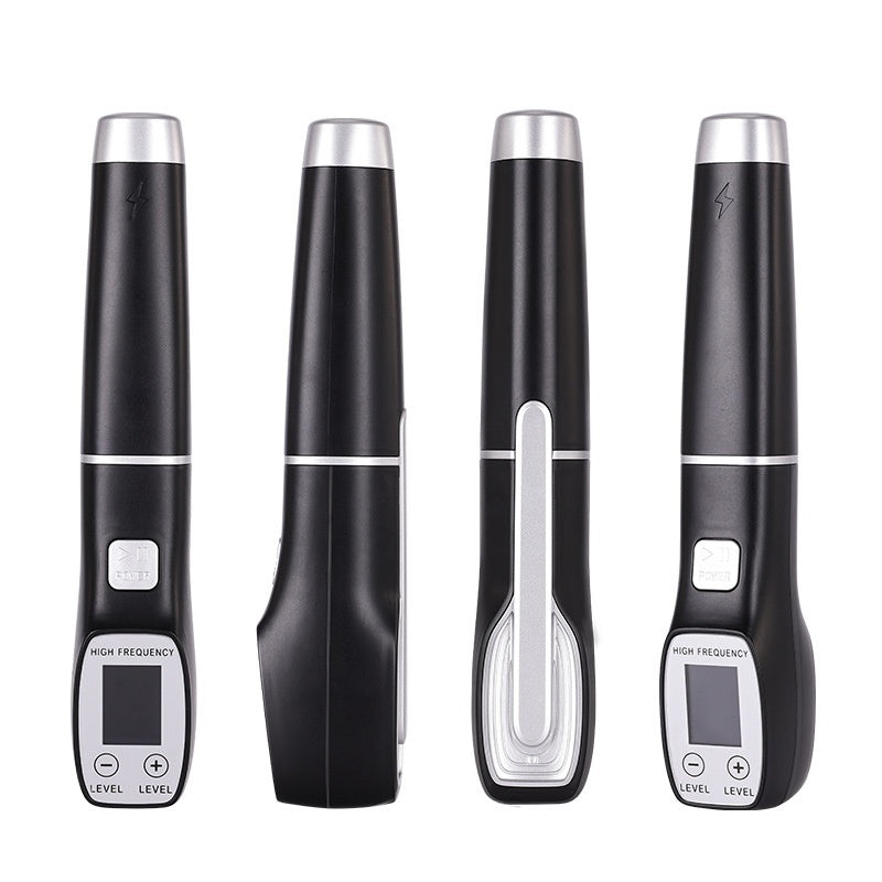 HKM-679443 High Wave Electrotherapy Rod Enhanced Version with Screen Display - Seven-Piece Set in White with Red and Purple Light Options