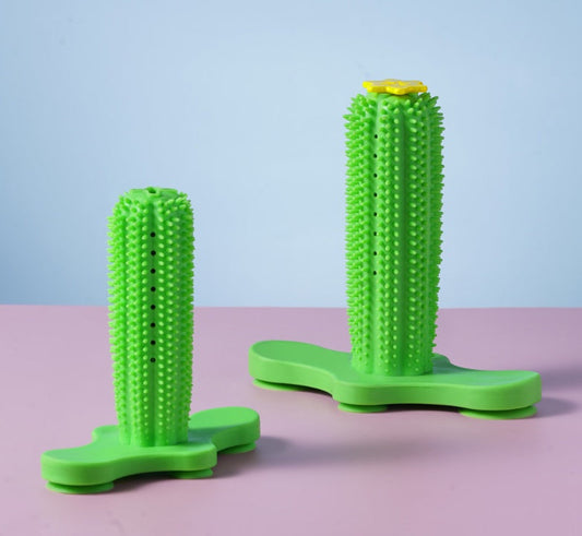 HKM-6794557 Durable TPR Chew Toy Leak Feeder - Cactus Design for Teething Pets in Two Sizes