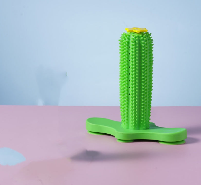 HKM-6794557 Durable TPR Chew Toy Leak Feeder - Cactus Design for Teething Pets in Two Sizes