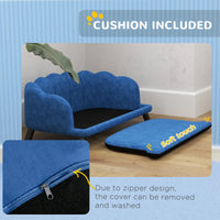 HKM-6795197 Elegant Dark Blue Pet Sofa Bed for Medium and Large Dogs with Removable Cushion and Solid Wood Legs