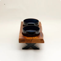 HKM-6795709 Stylish Anti-Tumble Wooden Frame Ceramic Pet Bowl Set in Various Colors