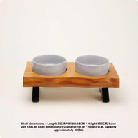 HKM-6795709 Stylish Anti-Tumble Wooden Frame Ceramic Pet Bowl Set in Various Colors