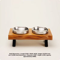 HKM-6795709 Stylish Anti-Tumble Wooden Frame Ceramic Pet Bowl Set in Various Colors