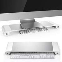 HKM-679699 Adjustable Computer Monitor Stand with USB Charging & Keyboard Storage Solution