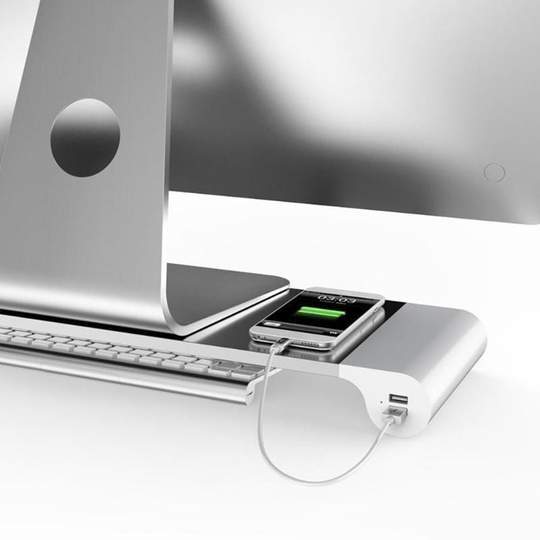 HKM-679699 Adjustable Computer Monitor Stand with USB Charging & Keyboard Storage Solution
