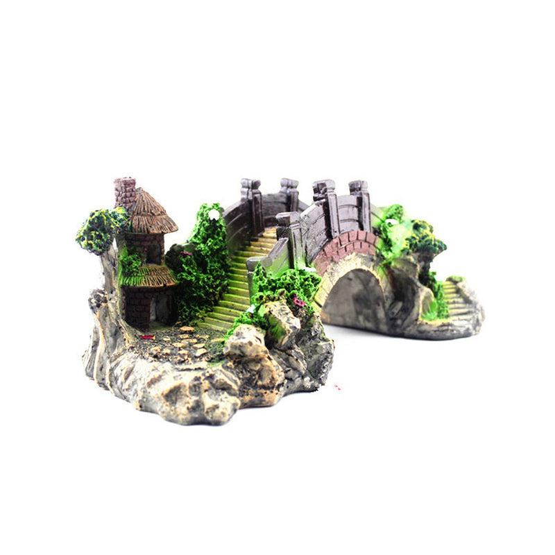 HKM-679699 Arch Bridge Decoration for Fish Tanks and Aquariums - Retro Resin Turtle Climbing Platform