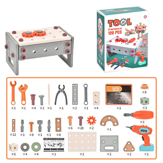HKM-679699 Kids DIY Electric Drill Tool Box Set for Pretend Play and Creative Building Activities