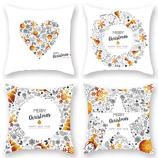 HKM-679699 Nordic Christmas Golden Pillow Cover - 45x45cm Polyester Cushion Case