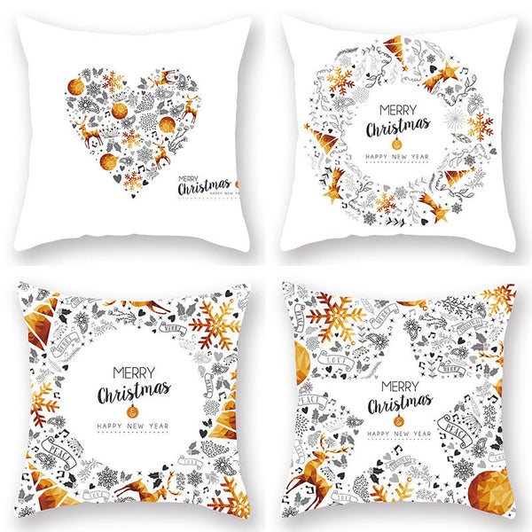 HKM-679699 Nordic Christmas Golden Pillow Cover - 45x45cm Polyester Cushion Case