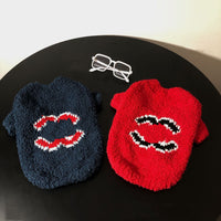 HKM-6797501 Trendy Coral Fleece Sweater for Dogs in Navy Blue, Pink, and Red - Multiple Sizes Available