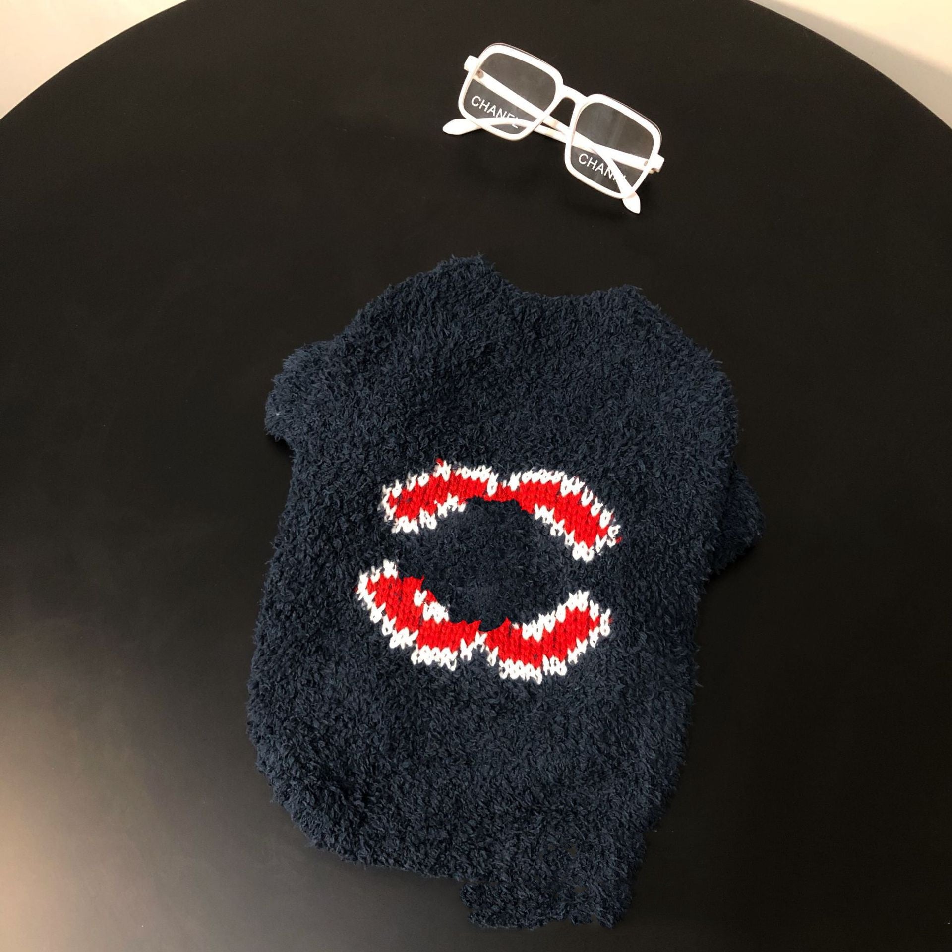 HKM-6797501 Trendy Coral Fleece Sweater for Dogs in Navy Blue, Pink, and Red - Multiple Sizes Available