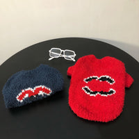HKM-6797501 Trendy Coral Fleece Sweater for Dogs in Navy Blue, Pink, and Red - Multiple Sizes Available