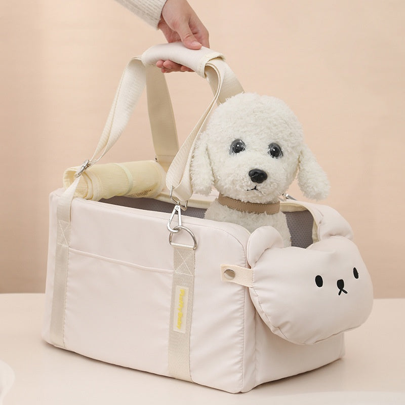 HKM-6799549 Portable Cartoon Pet Bag for Small Dogs and Cats - Soft Polyester Travel Carrier in Beige