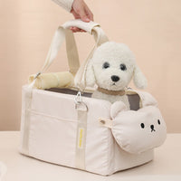 HKM-6799549 Portable Cartoon Pet Bag for Small Dogs and Cats - Soft Polyester Travel Carrier in Beige