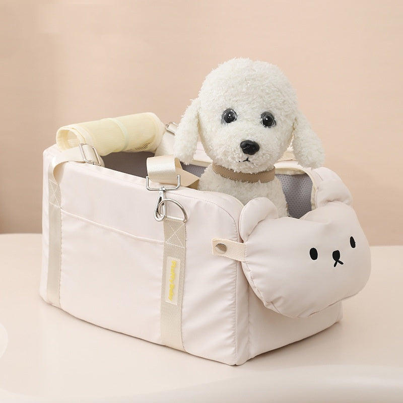 HKM-6799549 Portable Cartoon Pet Bag for Small Dogs and Cats - Soft Polyester Travel Carrier in Beige