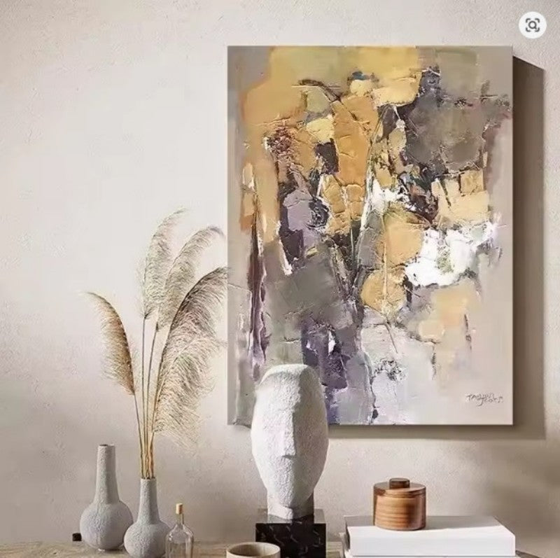 HKM-679955 Hand-Drawn Modern Abstract Oil Painting on Canvas for Living Room Decor