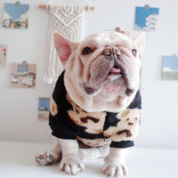 HKM-6800061 Dog Warm Plush Bear Print Two-Legged Winter Clothes in Black and White