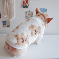 HKM-6800061 Dog Warm Plush Bear Print Two-Legged Winter Clothes in Black and White
