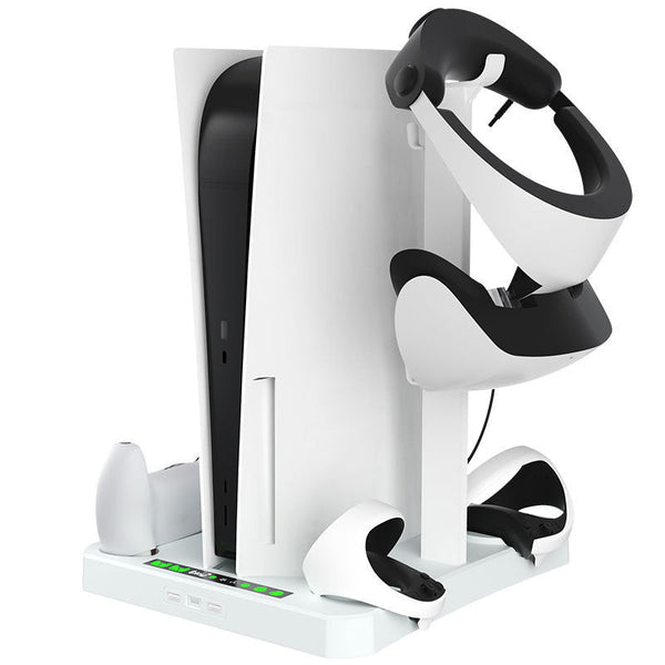 HKM-680083 Multifunctional Charging Base with Cooling Pad, Game Disc and Helmet Storage for PS5/PSVR2
