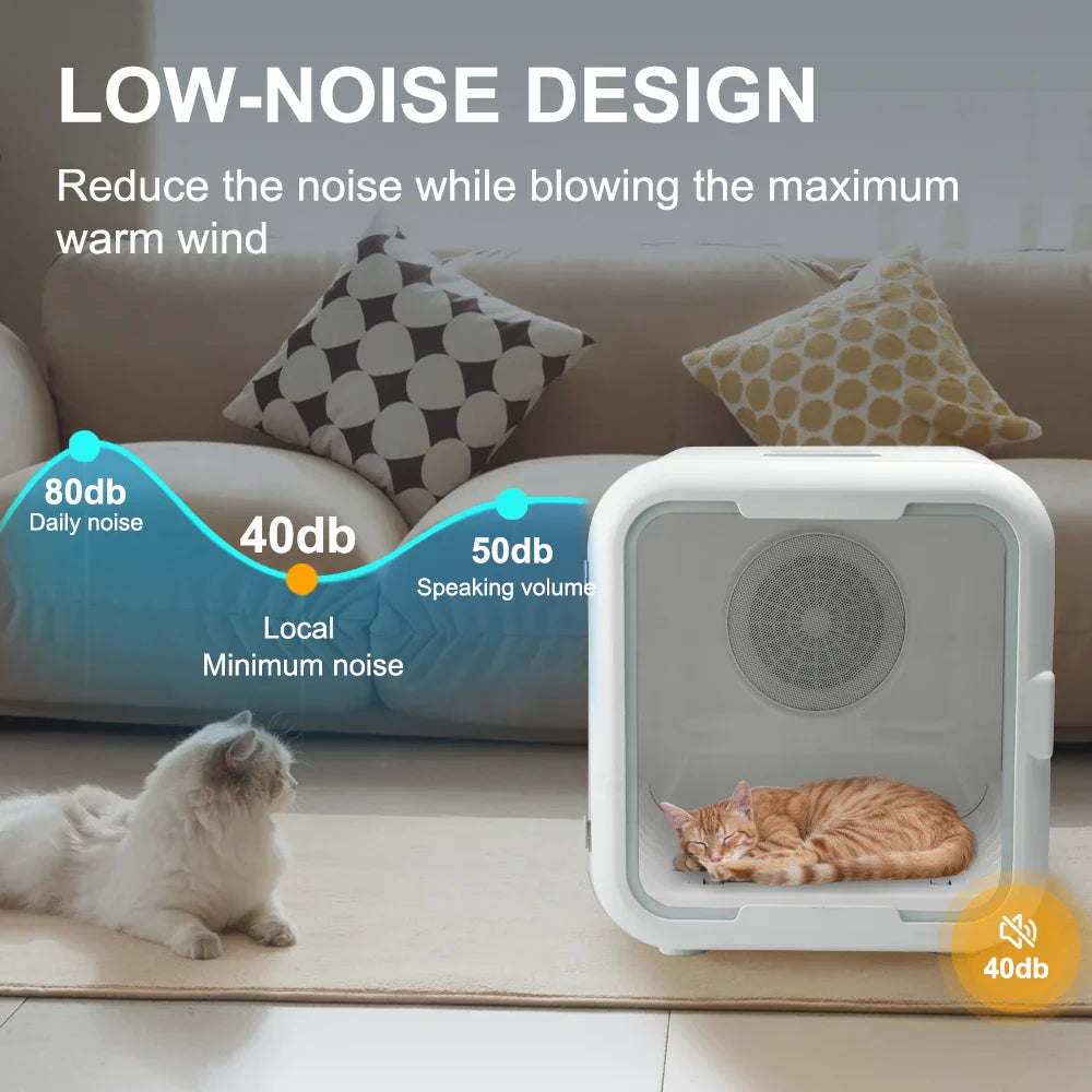 HKM-680275 Eco-Friendly Automatic Pet Hair Dryer Box for Dogs, Cats, and Small Animals – Low Noise Grooming Machine, 43x47x47CM