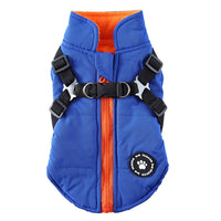 HKM-6804925 Chest Strap Cotton-Padded Jacket for Pets in Black, Blue, Green, and Red - Sizes XS to 2XL