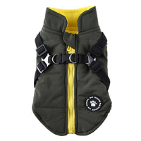 HKM-6804925 Chest Strap Cotton-Padded Jacket for Pets in Black, Blue, Green, and Red - Sizes XS to 2XL