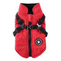 HKM-6804925 Chest Strap Cotton-Padded Jacket for Pets in Black, Blue, Green, and Red - Sizes XS to 2XL
