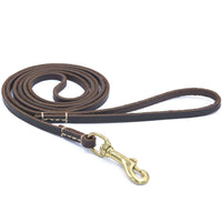 HKM-6805053 Handmade Genuine Leather Dog Leash with Durable Copper Hardware for Small and Medium Dogs