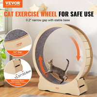 HKM-6806077 Large Wooden Cat Exercise Wheel - 52 Inch Cat Treadmill for Indoor Fitness and Energy Release