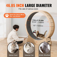 HKM-6806077 Large Wooden Cat Exercise Wheel - 52 Inch Cat Treadmill for Indoor Fitness and Energy Release