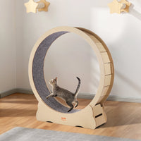 HKM-6806077 Large Wooden Cat Exercise Wheel - 52 Inch Cat Treadmill for Indoor Fitness and Energy Release
