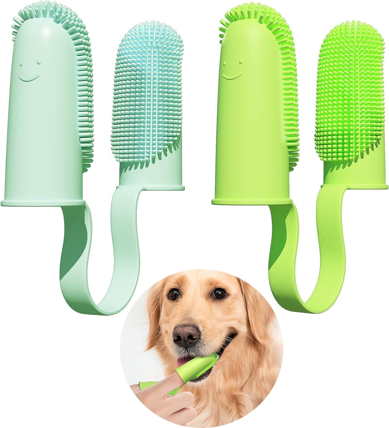 HKM-6806717 Double Finger Dog Toothbrush Kit with 800 Soft Bristles for Effective Pet Dental Care